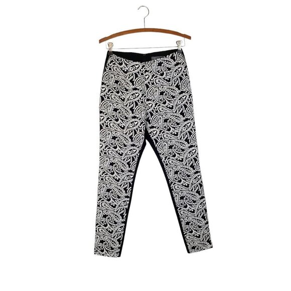 Gracia Colorblock Ankle Pants Black White Paisley Front Womens Size Small - Picture 1 of 9